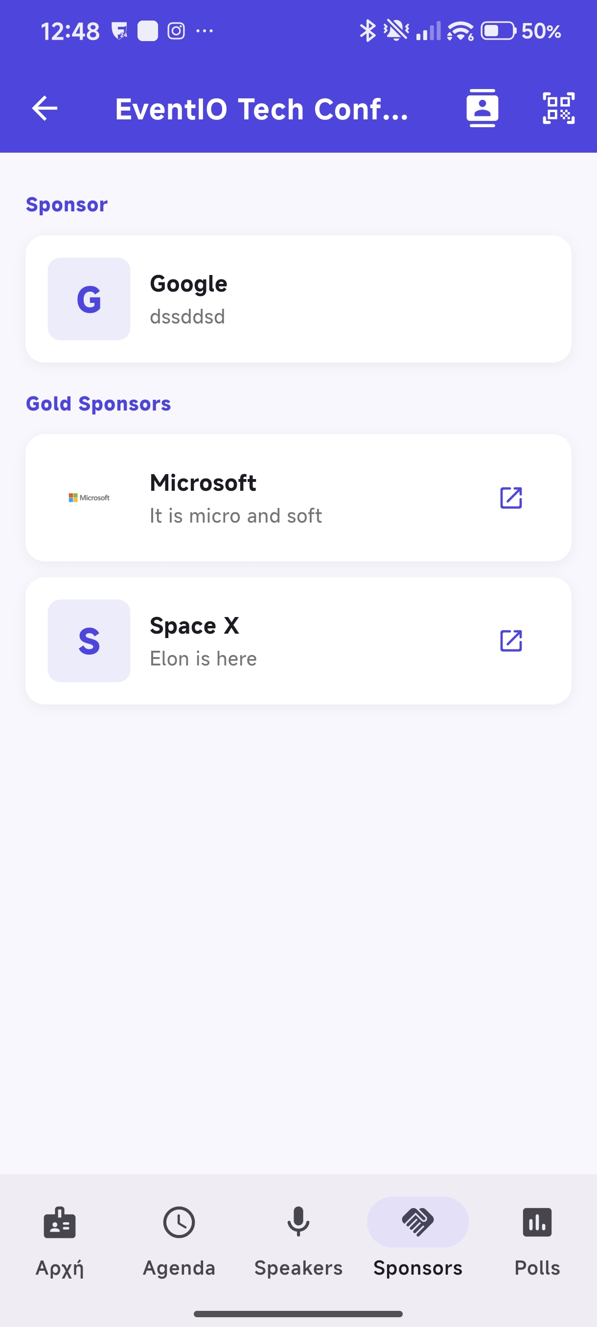 Sponsors list grouped by tier